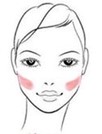 an icon that shows where to best apply blush for heart shaped face