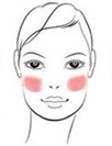 an icon that shows where to best apply blush for long face