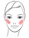 an icon that shows where to best apply blush for oval face