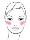 an icon that shows where to best apply blush for round face